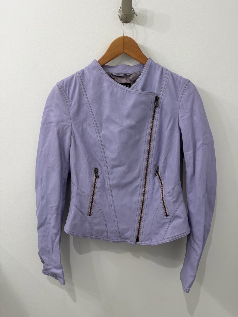 Vintage Bruno Morelli Genuine Leather Made in Italy Lavender Moto Jacket